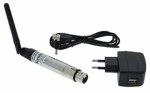 Sender und Empfänger (separate Stromversorgung benötigt!!!):
Eurolite QuickDMX Wireless Transmitter