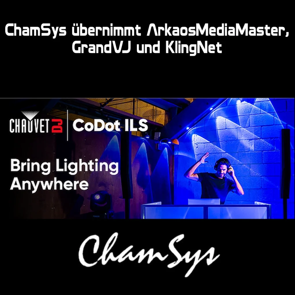 ChamSys übernimmt Arkaos MediaMaster, GrandVJ und KlingNet zur Schaffung einer einheitlichen Lösung für Licht-, Pixel-Mapping- und Mediensteuerung.